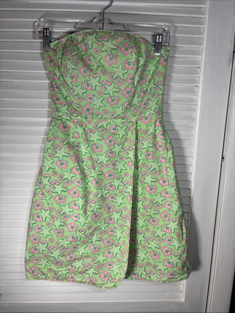 Vineyard Vines Strapless Light Green Dress with Pink Floral Print